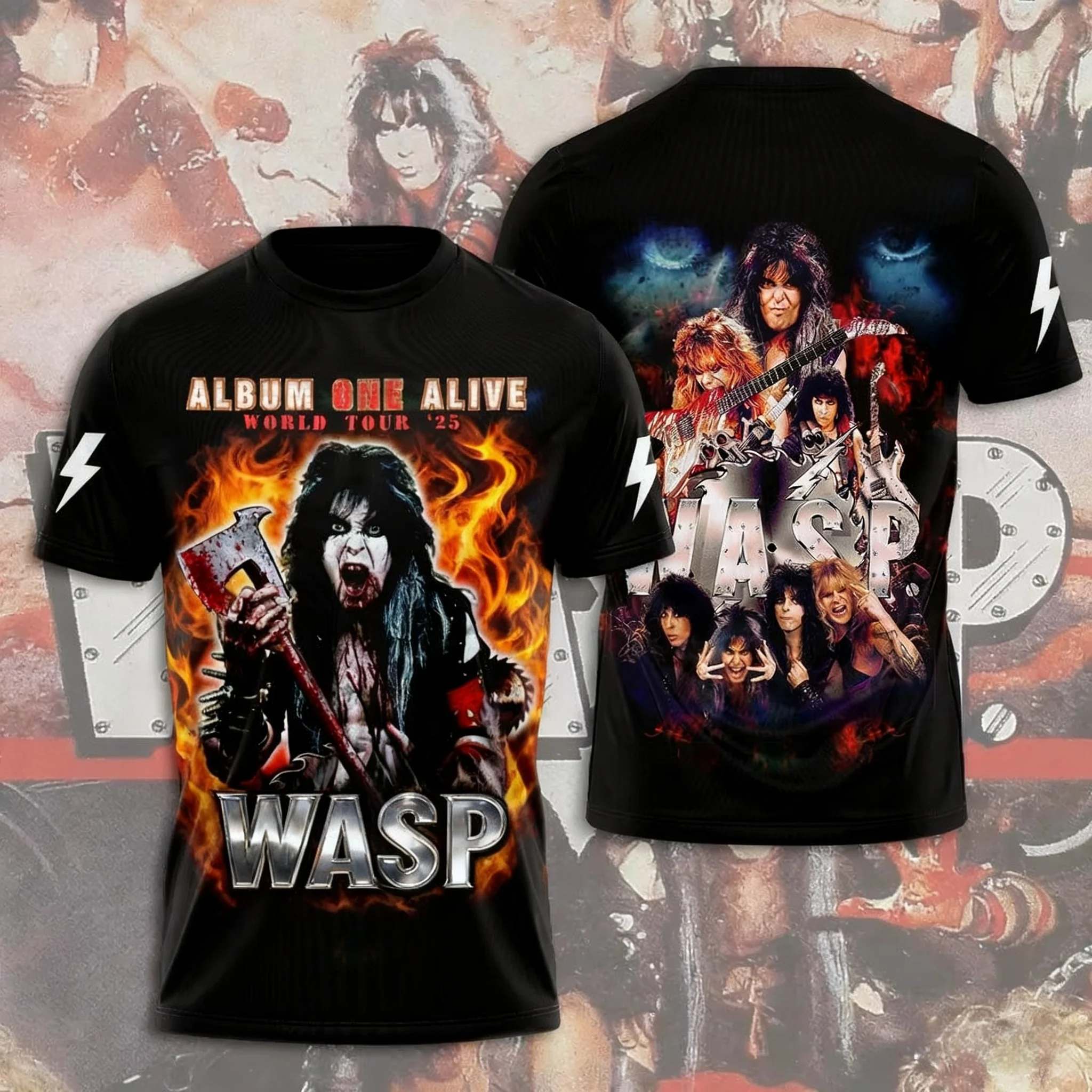 حار أنيمي W.A.S.P جيرسي تأثيري تي شيرت ثلاثية الأبعاد طباعة طفل الكرتون المحملة الصيف الرجال النساء Harajuku قصيرة الأكمام Y2k القمم