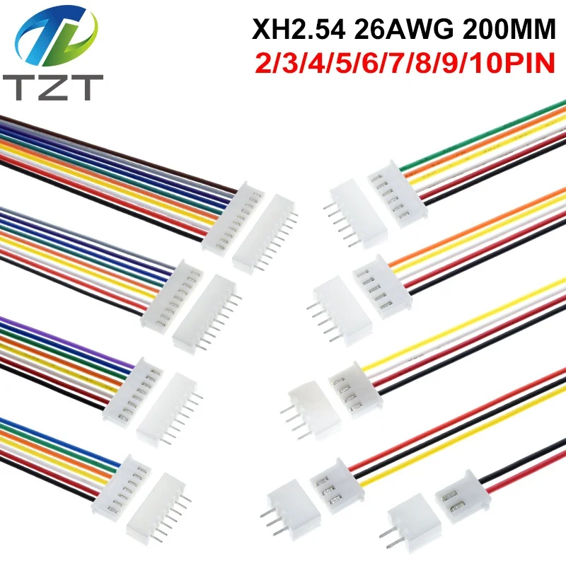 10/30Sets JST XH2.54 XH 2,54mm Draht Kabel Stecker 2/3/4/5/6/7/8/9/10 Pin Pitch Männlich Weiblich Steckdose 20cm Draht Länge 26AWG
