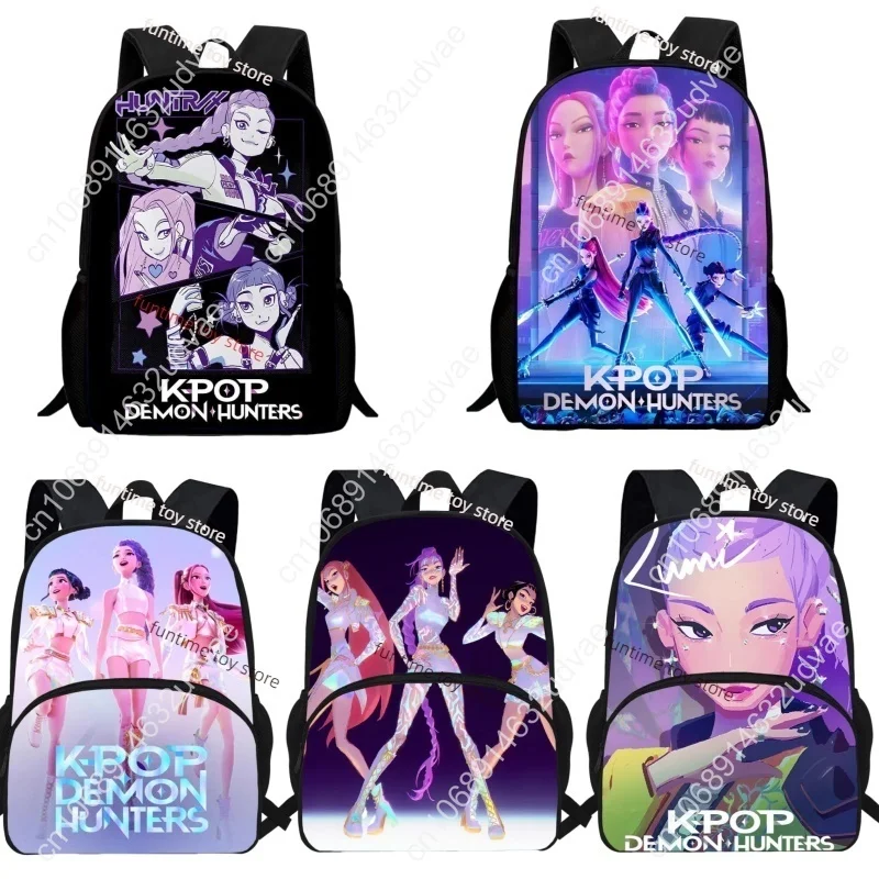 Cute Kpop Demons Hunters Backpack Demon Slayer Print Cartoon Anime Double Shoulder Bag K-POP Student Lightweight Schoolbag Gifts