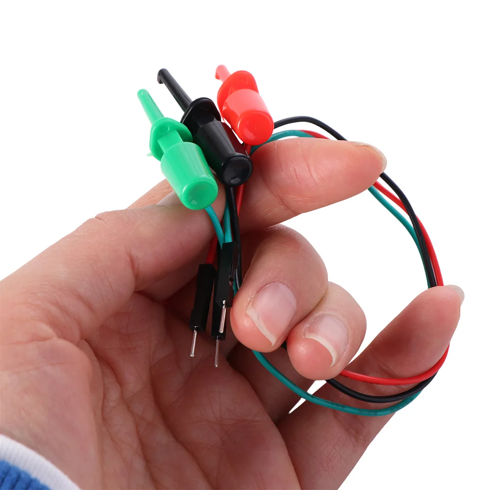 3pcs/set Male Head Line Electrical Hook Test Clip Precision Easy To Use Electrical Test Work Hook Metal Secure Transistor Tester