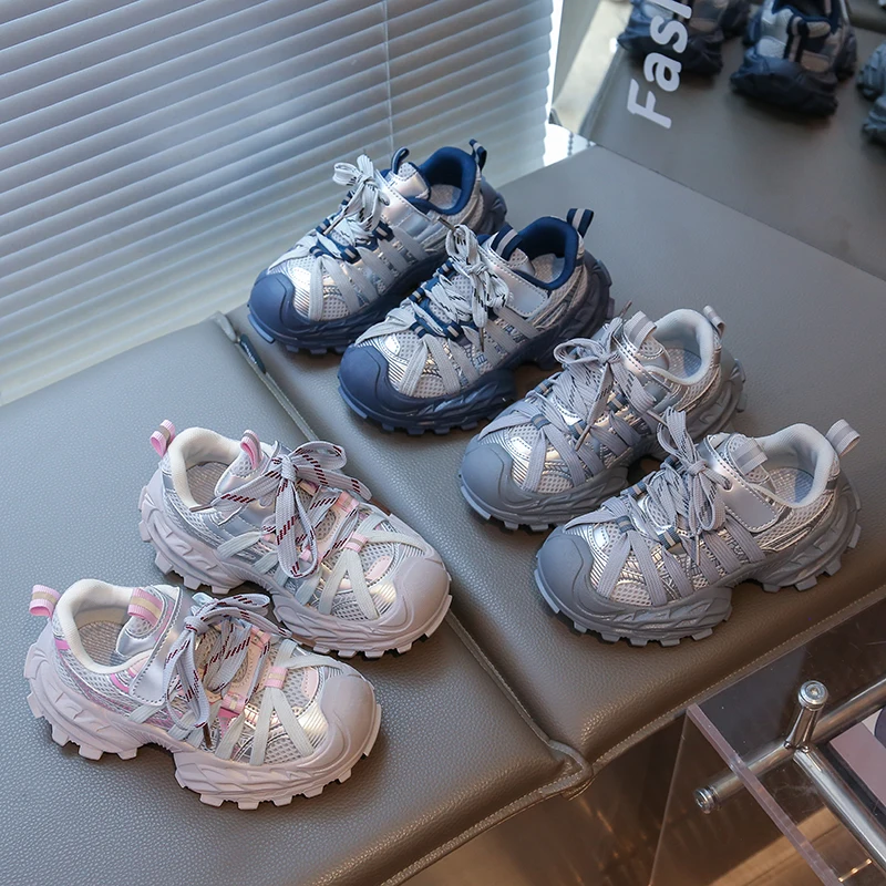 

Kids Sports Shoes Thick Soft Sole Girls Running Shoes Autumn Fashion Boys Leisure Children Sneakers with Anti Collision Toe Cap