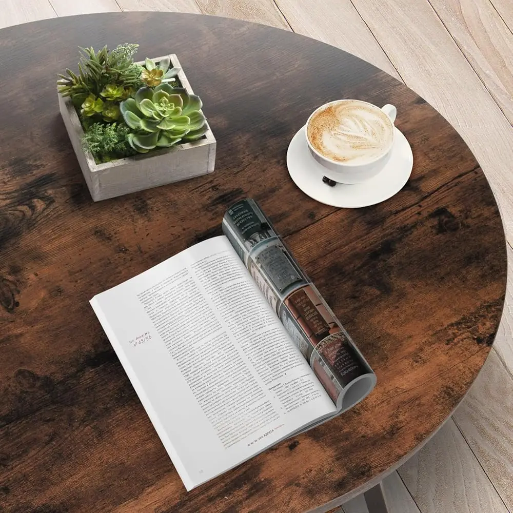 Round Coffee Table, 2-Tier Circle Coffee Table With Storage, Modern Wood Round Center Table, For Living Room, Small Space, Home