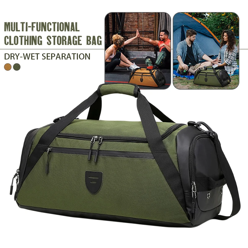 BWBW-Mala de Viagem de Grande Capacidade Masculina, Bolsa de Ombro, Mala Crossbody, Casual, Esportiva, Bolsa de Fitness, Separação Seca e Molhada