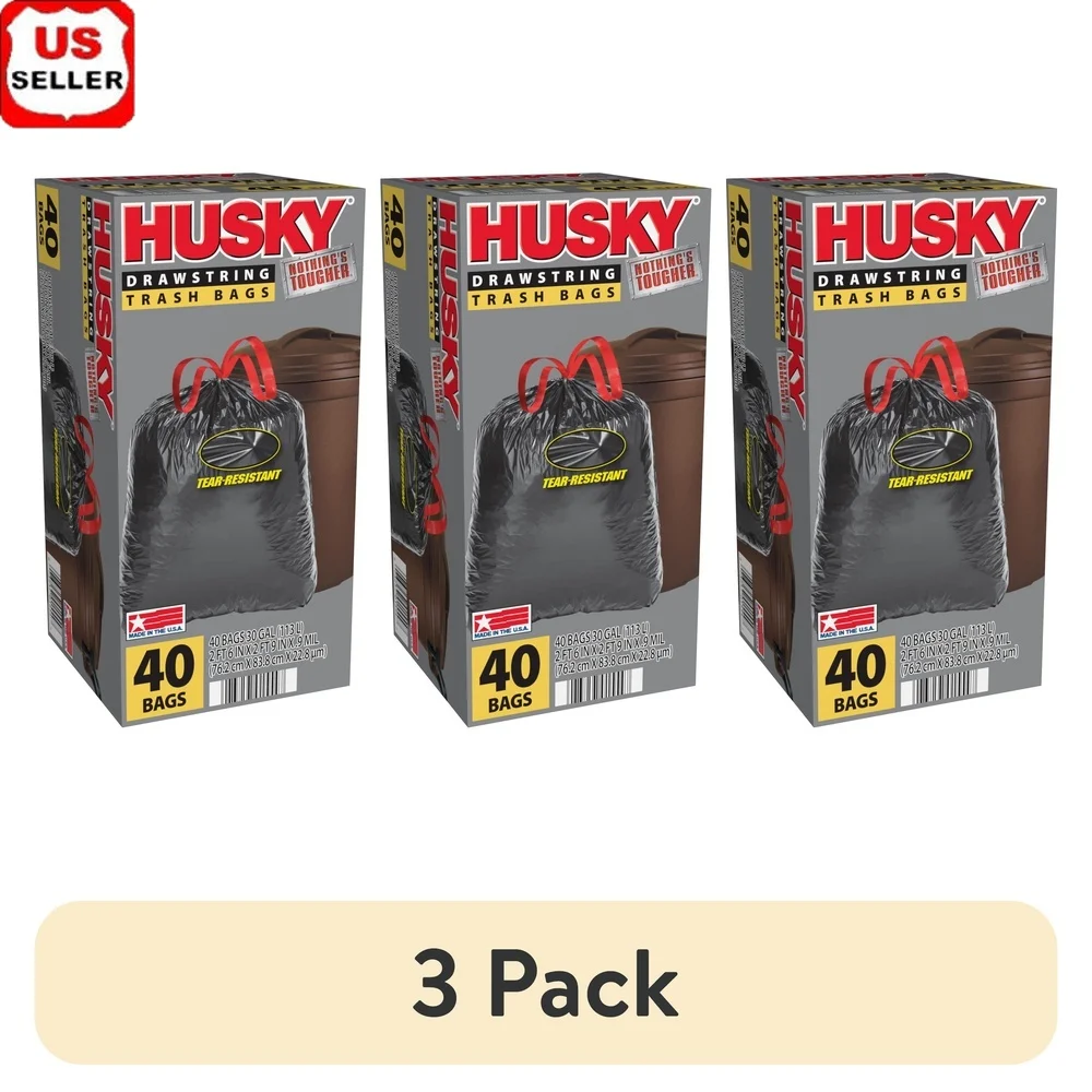 

Большие мешки для мусора на 30 галлонов, 40 шт., без запаха, устойчивые к разрыву застежки на шнурке, толщина 9 мил, для использования в помещении и на открытом воздухе, 20% ПЦР