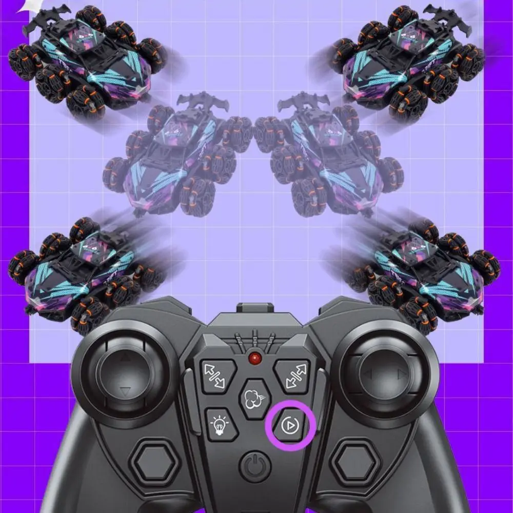 New Alloy Plastic RC Stunt Car 6x6 Spray Gas Orange Purple Spray Gas RC Off-Road Electric Vehicle Gift