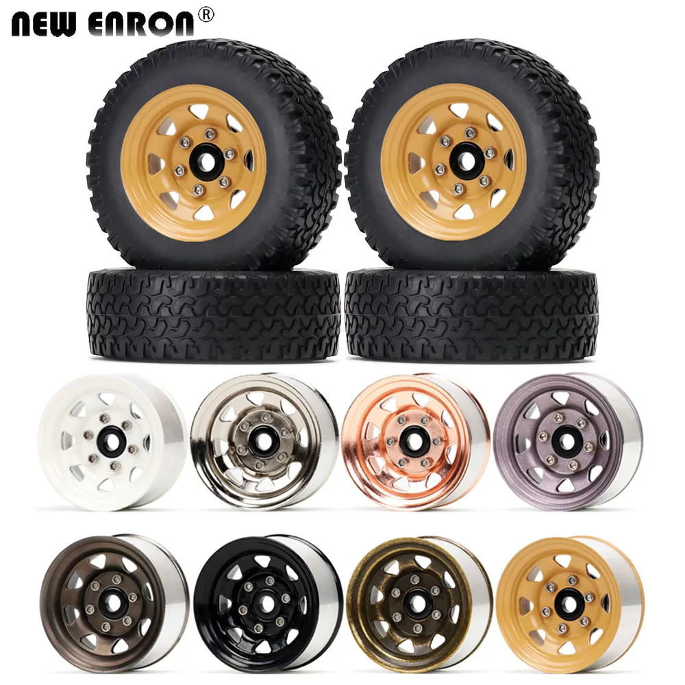 NEW ENRON Alloy 1.55 inch Beadlock Wheel Rims & 78mm Rubber Tyre Tires 4P For RC 1:10 Crawler D90 CC01 LC70 JINMY Axial 90069 MN