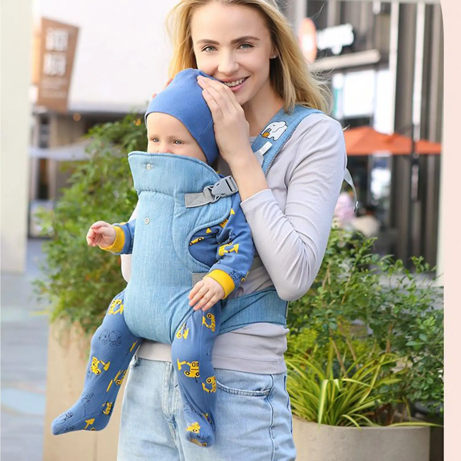 

Baby Chest Carrier 2-in-1 Adjustable Baby Carrier With Hip Seat Lightweight Breathable Wrap Lumbar Sling With Hip Seat For All
