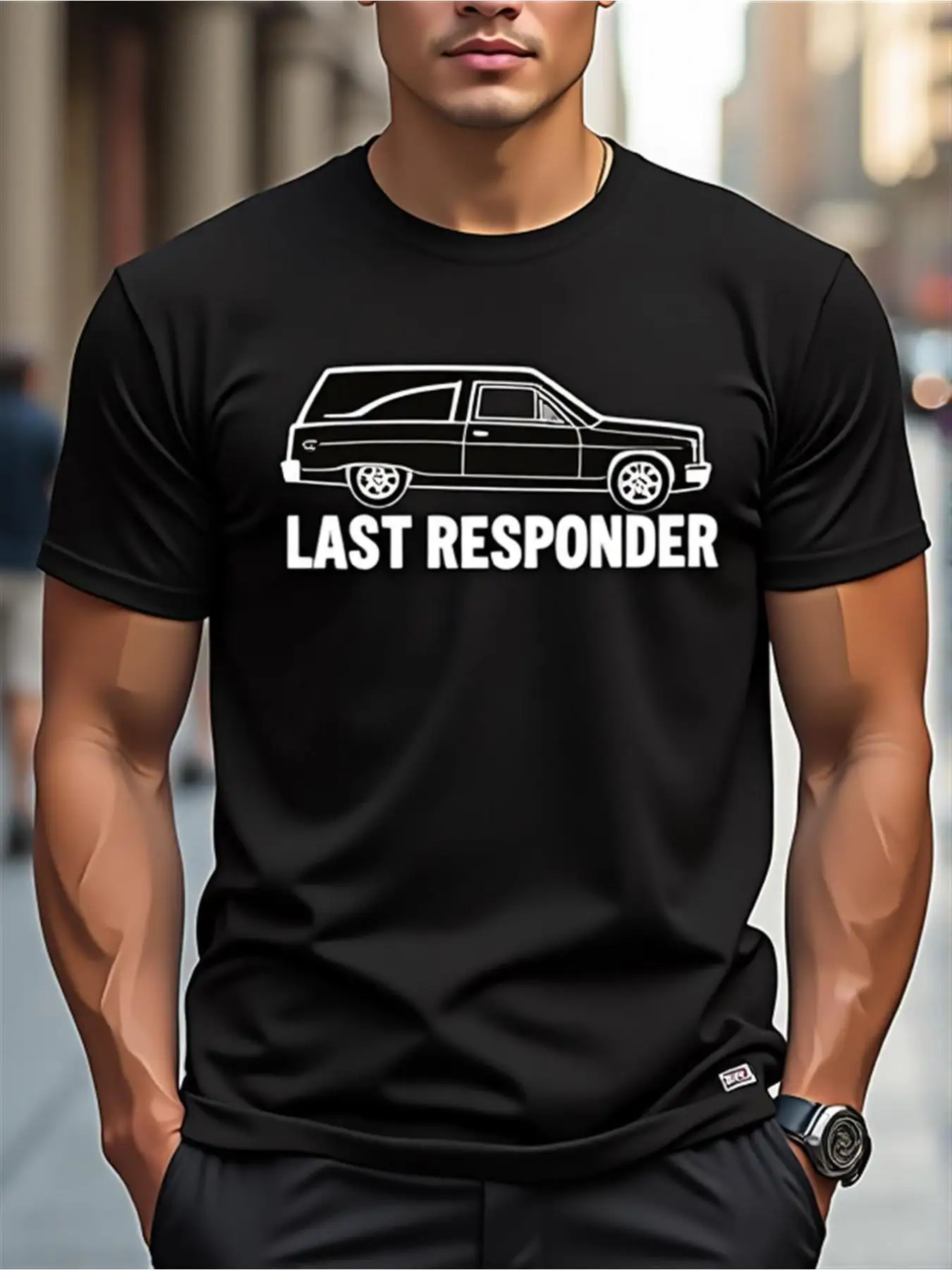 Men' First Responder T-Shirt With Hero Emblem & Badge Print - Firefighter Suitable For Emergency Rescue, Casual Round Neck Short