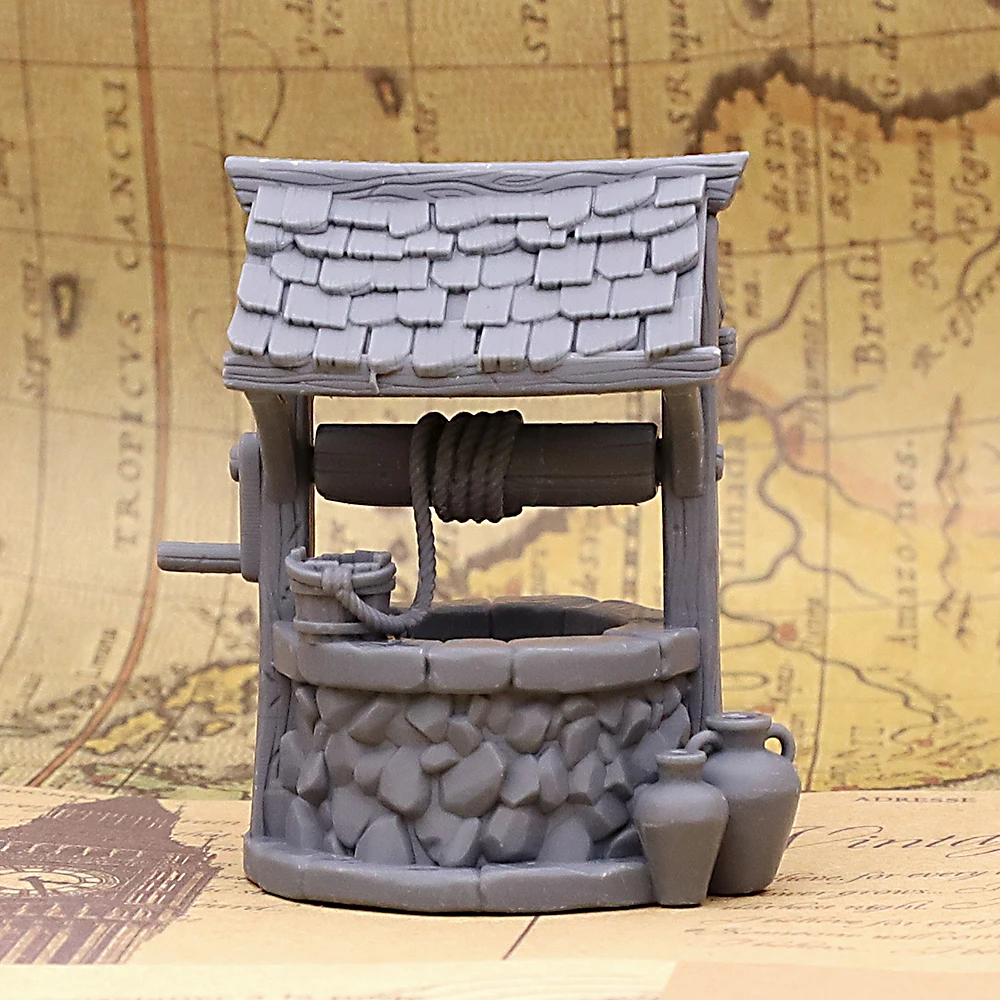 Unpainted Medieval Well Scenery Miniature, Tabletop Wargame RPG Terrain Accessory for Fantasy Role Playing Game