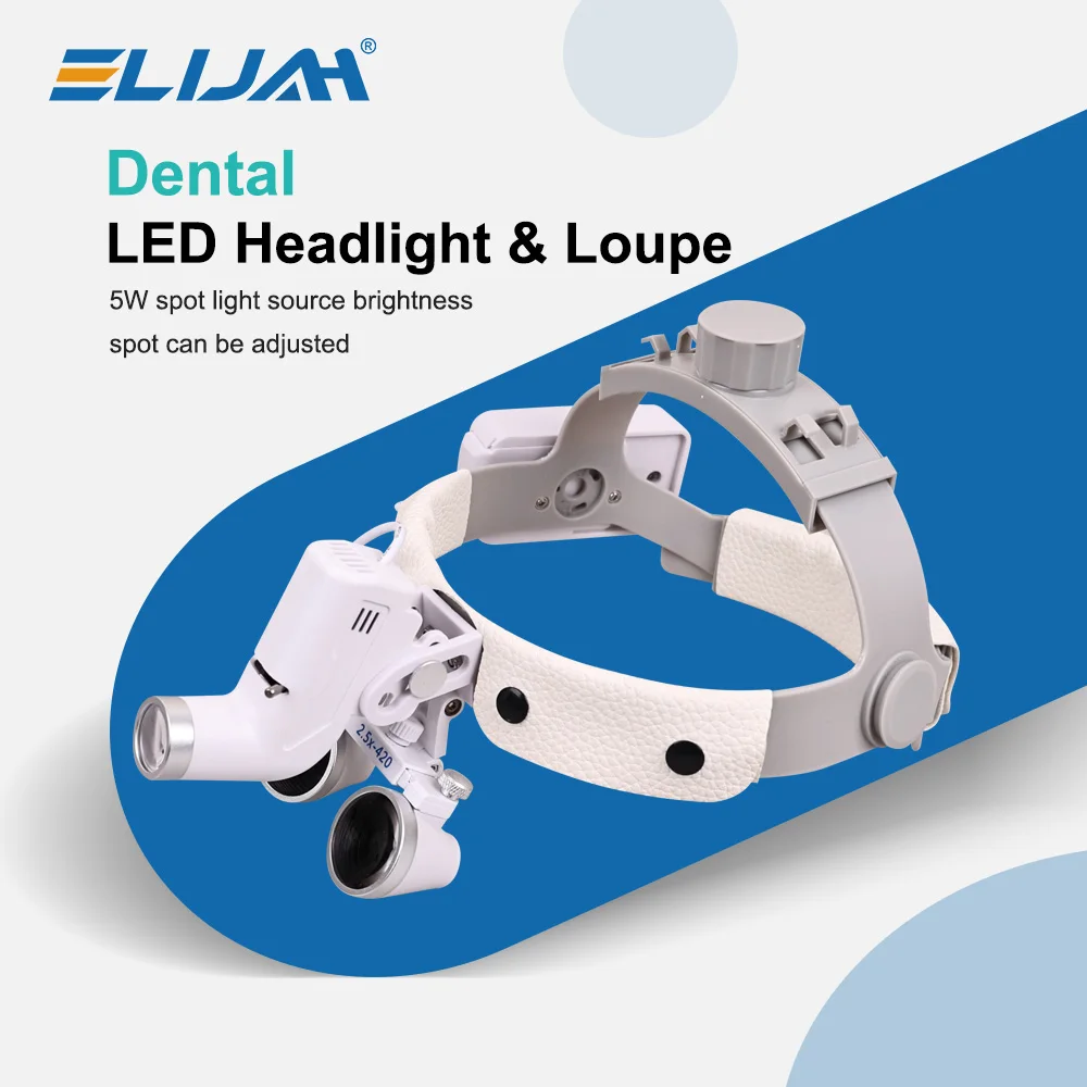 

ELIJAH 2.5x/3.5x Dental Binocular Magnifier Loupes With 5W Focusing Headlight Spot Ajustable Dental LED Surgical Loupes