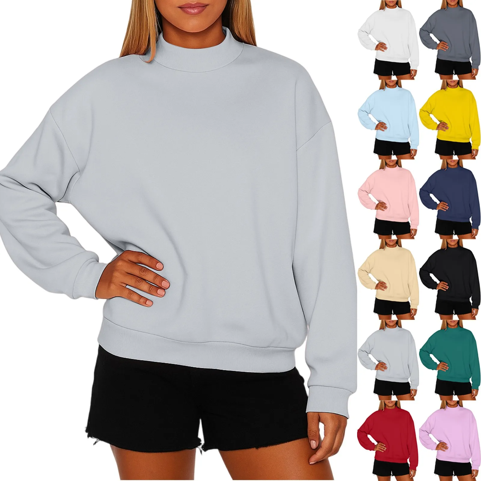 

Women's Solid Color Sweatshirt Fashion Velvet Round Neck Loose Casual Top Pullover Comfortable Autumn Winter Pullovers