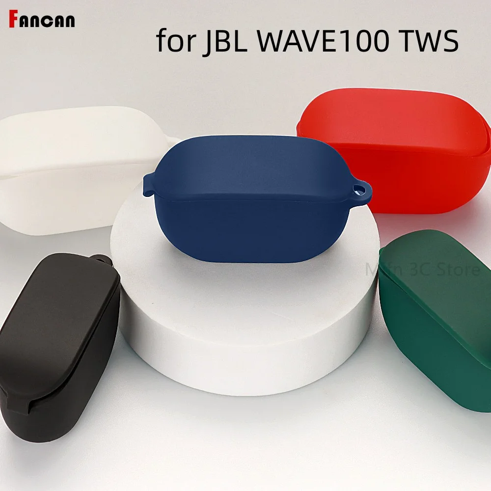 غلاف حماية من السيليكون لـ JBL Vibe 100 TWS - True سماعات لاسلكية داخل الأذن غطاء حماية من السيليكون مع سلسلة مفاتيح لـ JBL wave100 TWS