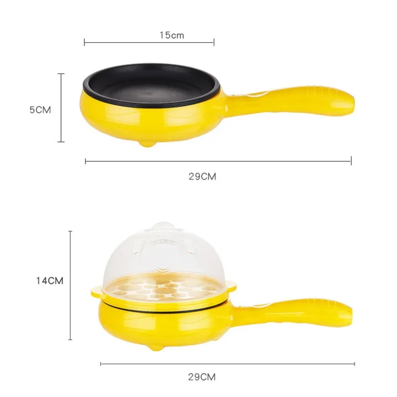 Mini cocina eléctrica multifunción para tortilla de huevo, caldera para huevos, vaporizador de alimentos, panqueque, carne frita, sartén antiadherente, 110V / 220V