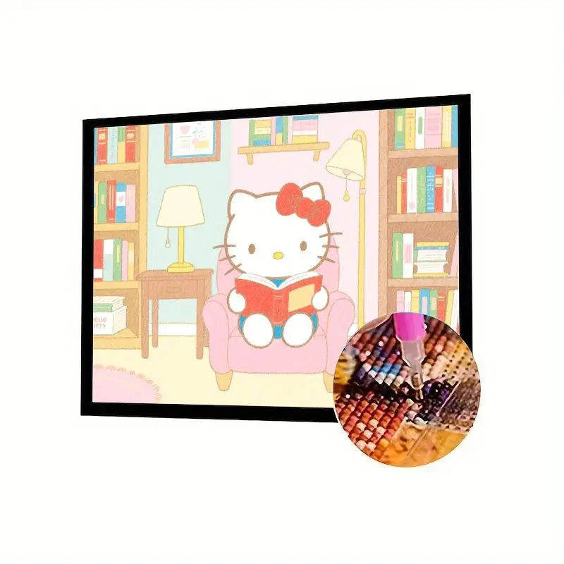 

1 шт., уютный уголок для чтения «Hello Kitty», 5D полный дрель, набор для алмазной живописи-очаровательный мультяшный DIY горный хрусталь, вышивка для детей