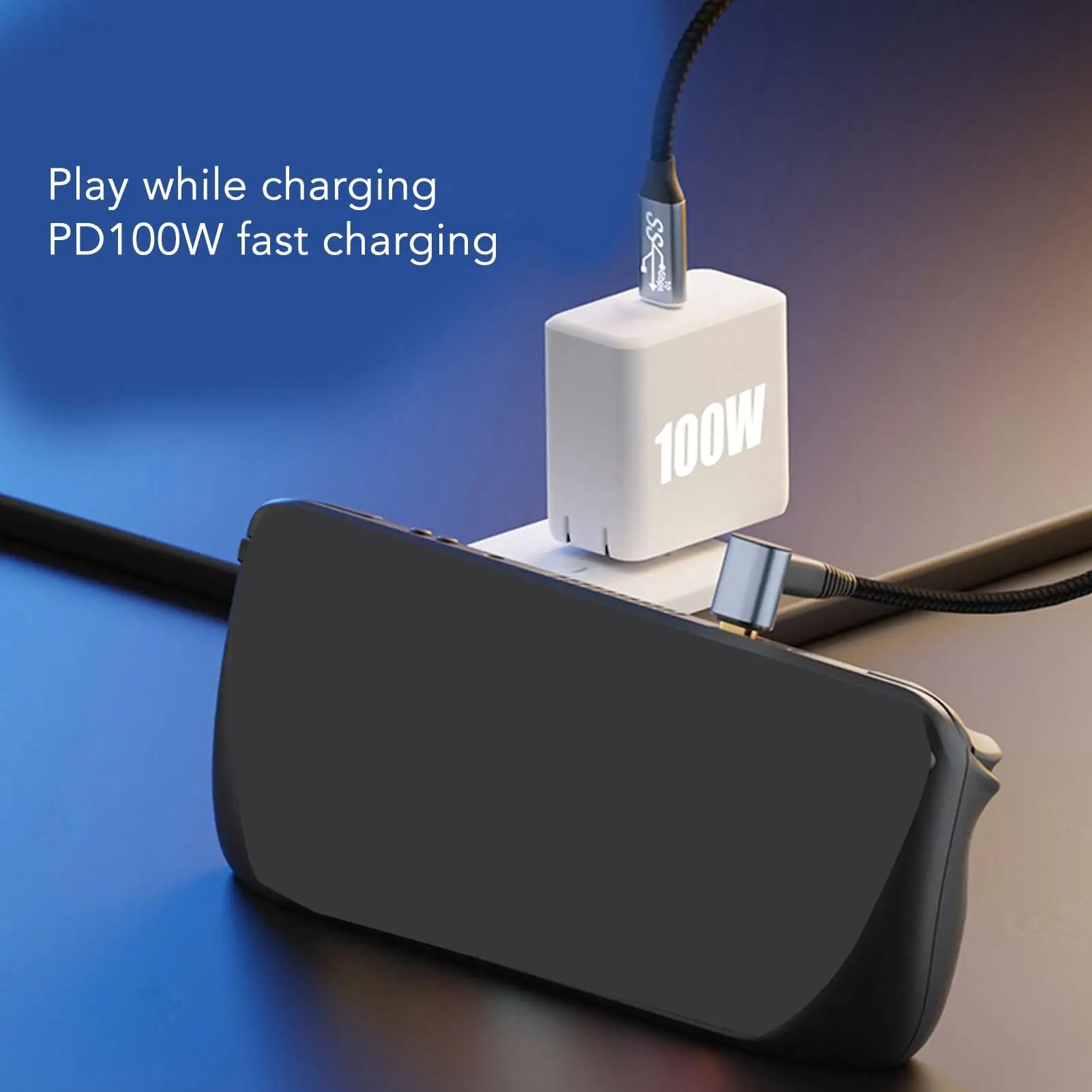 Cable USB C 3,1 M/F PD100W DE CARGA RÁPIDA, 10Gbps, 4K @ 60Hz, para consolas de juegos steam Deck