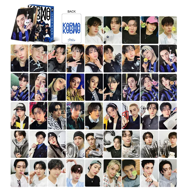 

55 шт. фотокарточек Stray Kids из альбома KARMA, SKZOO, Хён Джин, Феликс, коллекционные карточки для фанатов, ломо-карточки для поддержки и коллекционирования.