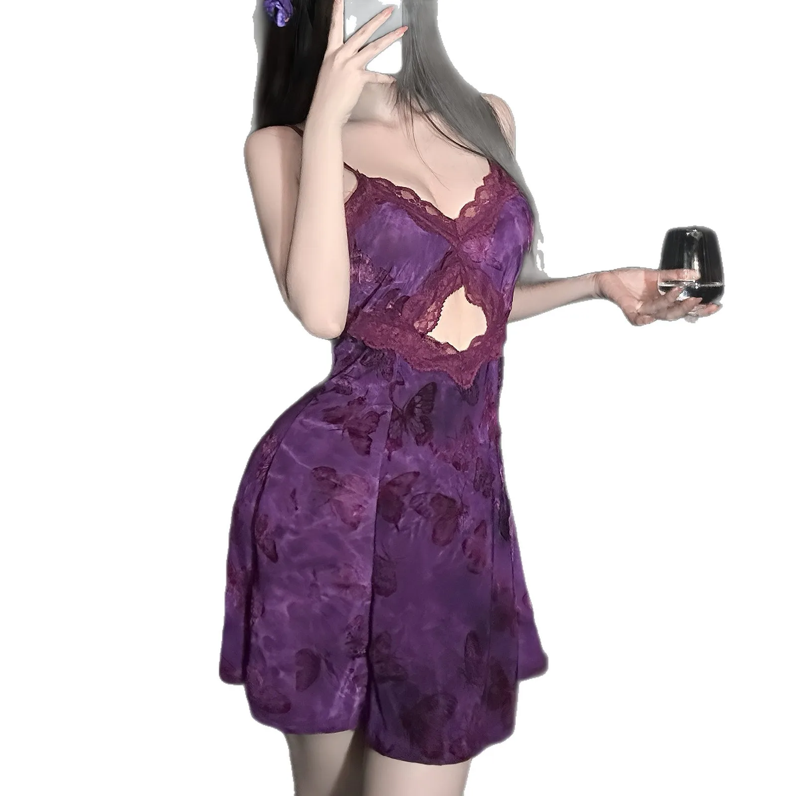 Seksowna koronkowa koszulka nocna dla kobiet z głębokim dekoltem w kształcie litery V, bez pleców, elegancka bielizna nocna typu teddy babydoll