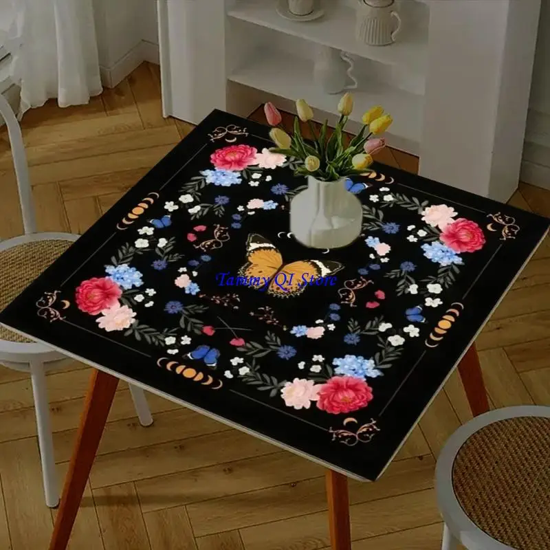 

F1FD Velvets Tarots Чтение скатерти с красивой бабочкой и цветочными мотивами