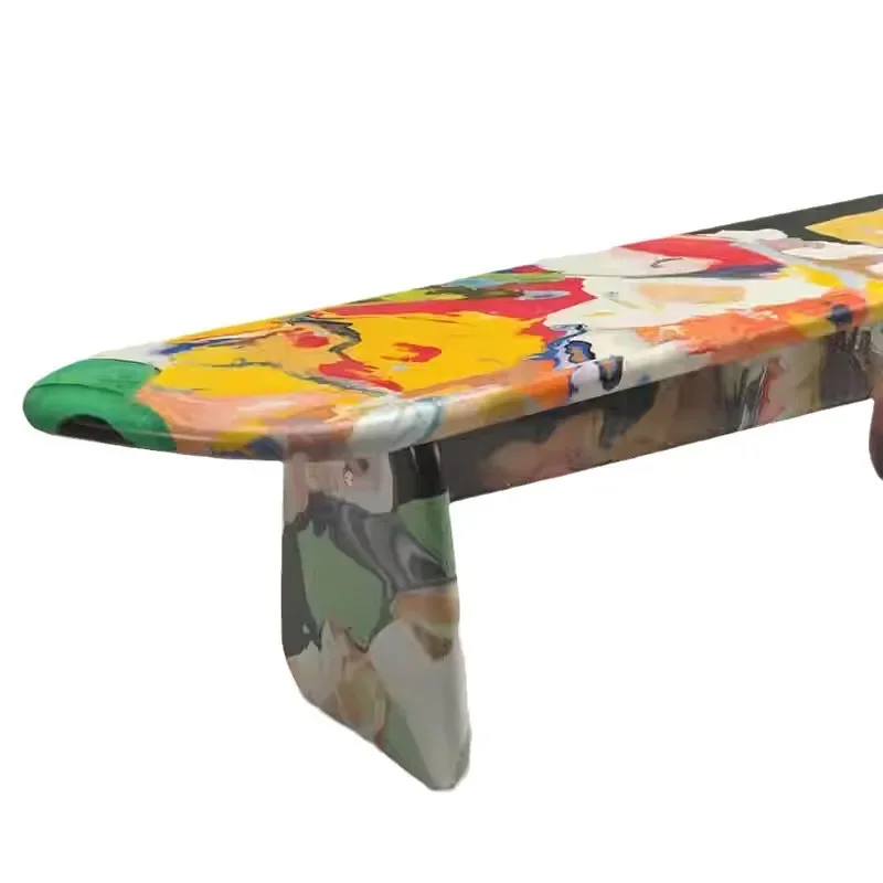 Furnace oil painting painted round dining table home dining table characteristic creative Internet celebrity living room coffee