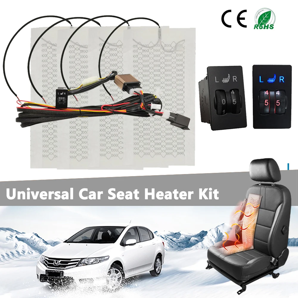 Built-in Car Seat Heater Kit Fit 2 Seats 12V 27W Heating Pads Dual Control Switch For Toyota Camry Corolla RAV4 Levin Highlander