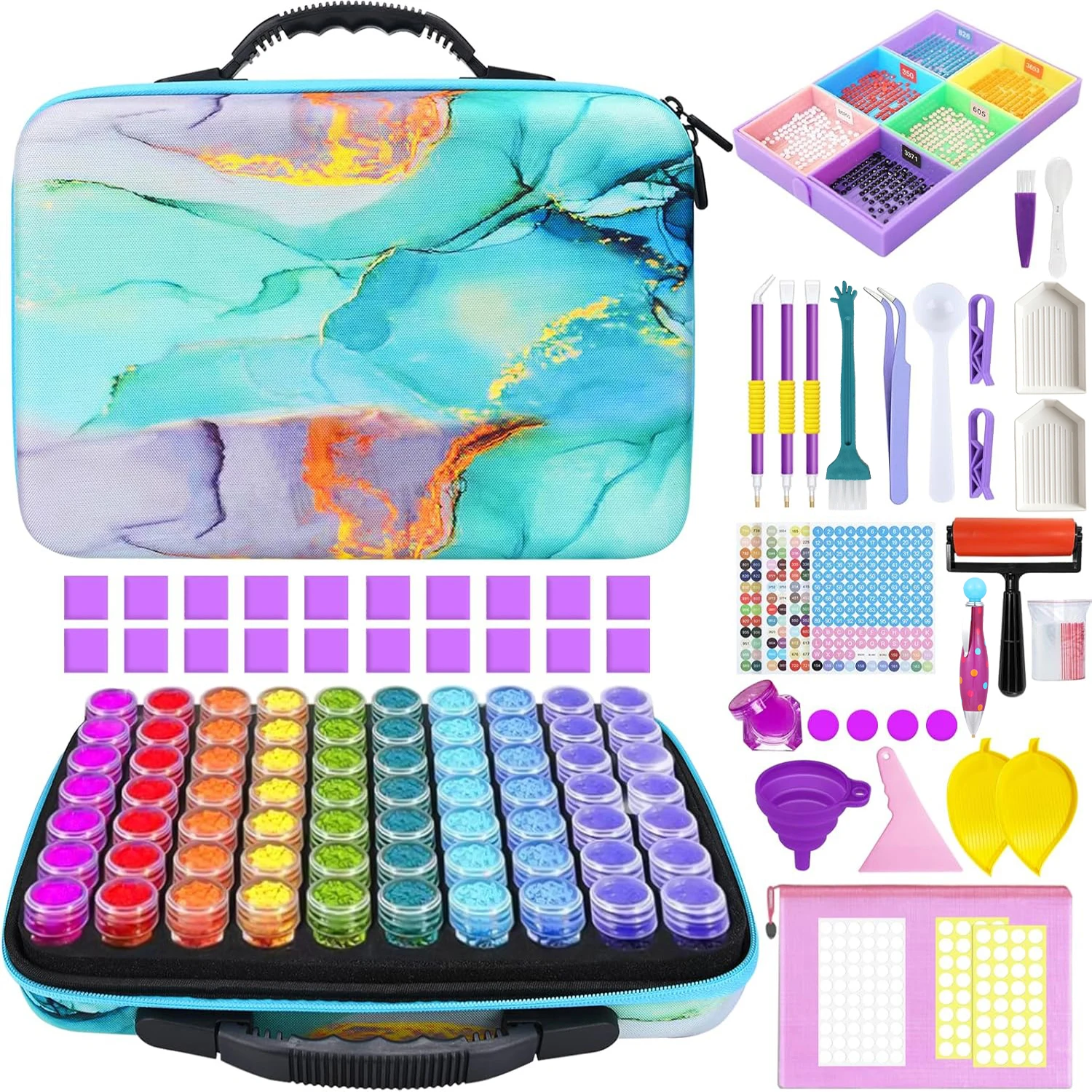 Diamond Painting Tools Storage Bag 60 Slots EVA Case with Tools Kit Bead Organizer Portable Handbag for DIY Art Accessories