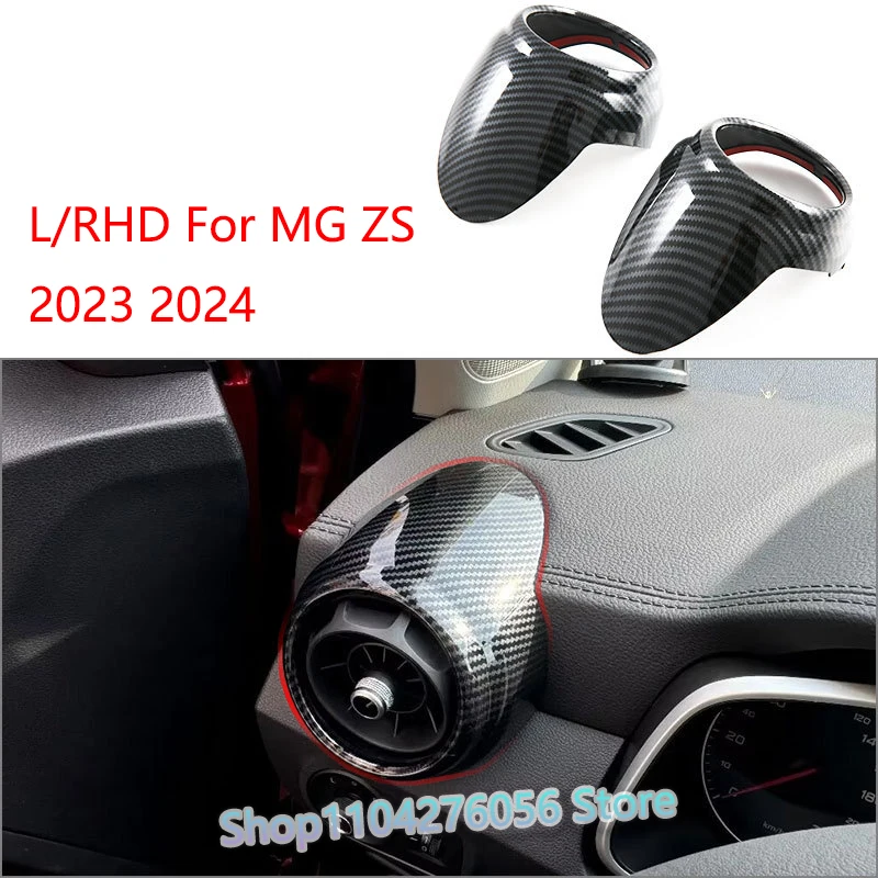

L/RHD For MG ZS 2023 2024 ABS Carbon Fiber Car Front Side Air Conditioning Vent Outlet Cover Trim Decoration Frame