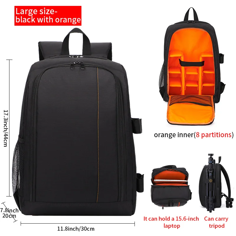 JINNUOLANG SLR-Digitalkamera-Rucksack für den Außenbereich, große Kapazität, SLR-Kameratasche, 15,6-Zoll-Laptop-Rucksack, bietet Platz für SLR-Kameras und Mult 6