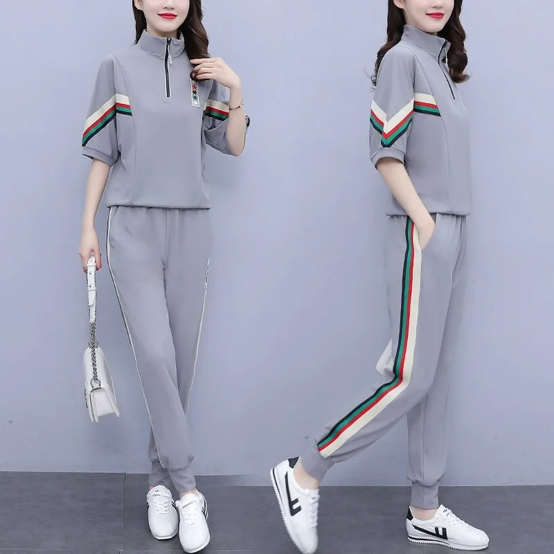 Women's Large Clothes Suit 2023 Summer New Sportswear Relaxed Fashion Skin Covering Casual Short Sleeves T-shirt 2 Two Piece Set