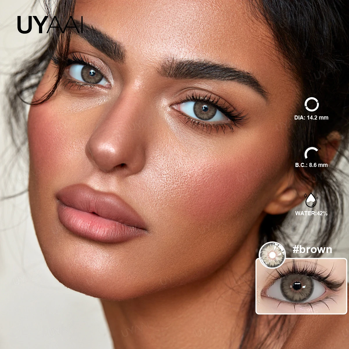 UYAAI Kleopatra-Serie Farbkontaktlinsen für Augen, braune Farblinse, blaue Augen, Kontakt-Make-up, Schönheit, farbige Schüler, grau, natürlich – Detail 6