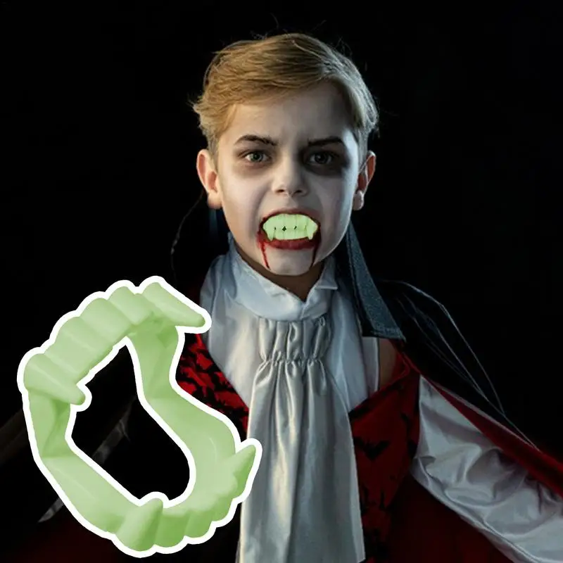 Dents de vampire qui brillent dans le noir, prothèse de vampire d'Halloween, fausses dents, accessoires Kiev illage, dents d'horreur pour la fête, 10X