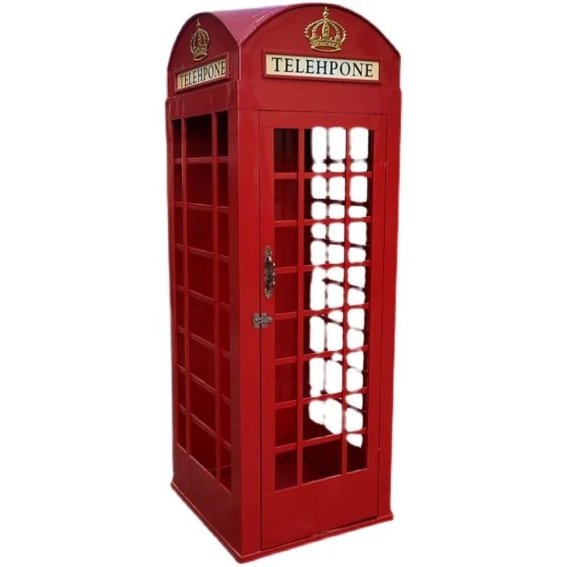 Retro Iron Art Large Telephone Booth Book Booth Post Box Outdoor Bar Decoration Shopping Mall Large Shooting Props Model