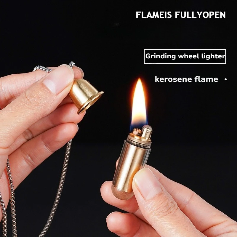 

High-looking Mini Exquisite and Compact Multi-functional Capsule Necklace Coal Oil Lighter Outdoor Portable Igniter