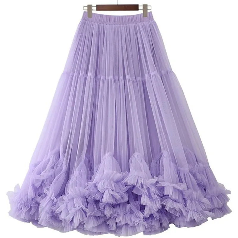 minimalist mesh skirt 2025 summer new fashionable style with fungus lace and fluffy canopy