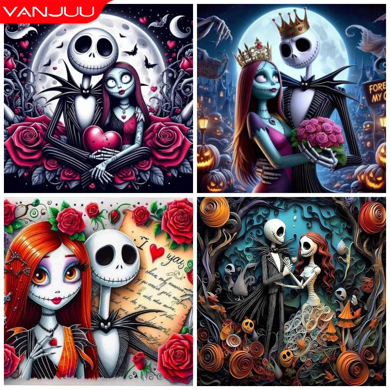 Christmas Eve Horror 5D Diamond Painting Pumpkin King Jack Diamond Embroidery Diamond Mosaic Art Picture DIY Christmas Decor