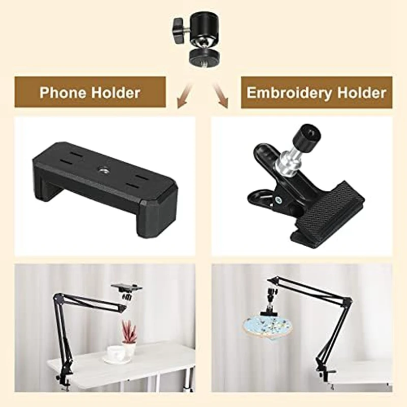 1 Piece Embroidery Hoop Stand 360° Adjustable Embroidery Hoop Stand Black Metal For Sewing Crossstitch Embroidery Project