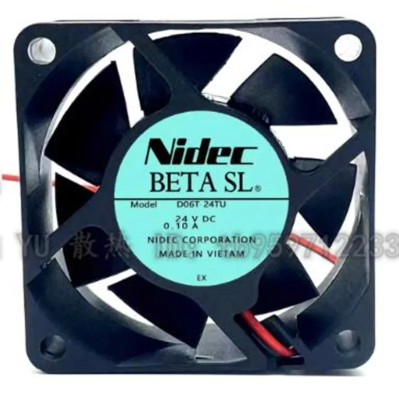 

NEW CPU Cooler Fan for NIDEC D06T-24TU 24V 0.10A 6cm 6025 frequency converter cooling fan 60*60*25mm