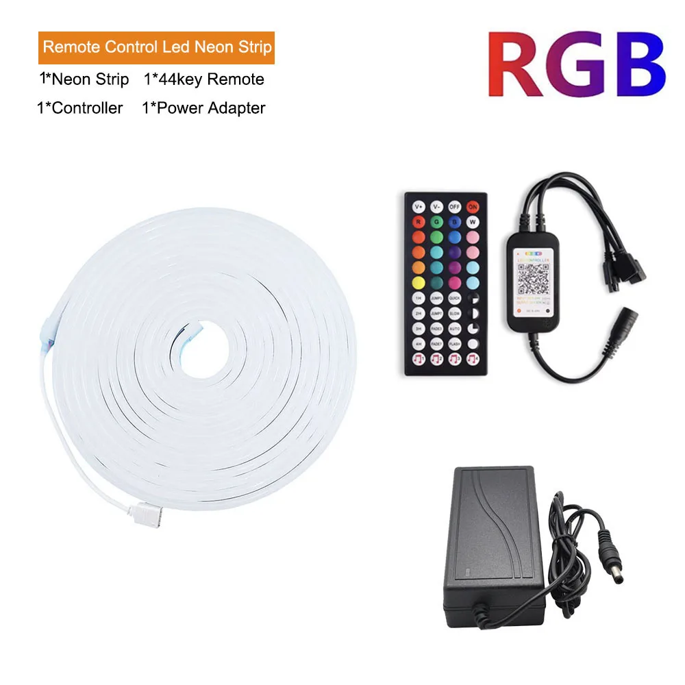 RGB Neon LED taśmy światła 12V Wifi Bluetooth kompatybilny pilot zdalnego sterowania możliwość przyciemniania silikonowe światła ue moc US zestaw