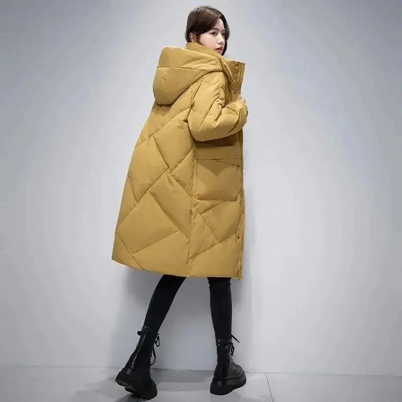 Womens Winter Jacket 2024 New Parkas Hooded Long Large size White Duck Down Coat Loose Casual Down Jackets Female Outerwear