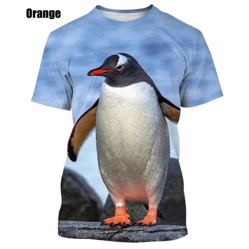 Emperor Penguin T-Shirts Animal 3D Print Summer Men Women Short Sleeve T Shirt Harajuku Oversized Y2k Tees Tops Kids Clothing