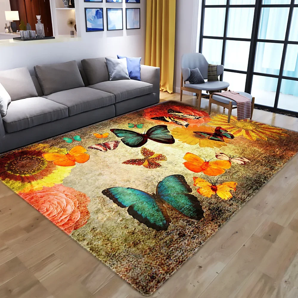 Nordic 3D print carpet butterfly flower arer rugs for living room bedroom home decorative carpet hallway kids kitchen floor mats