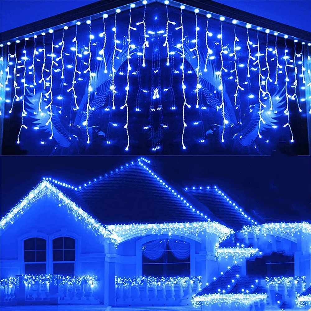 Weihnachten Lichter Vorhang String Licht Wasserfall Outdoor Dekoration 4M Droop 0,4-0,6 m Fee Led Girlande Für Garten party Urlaub