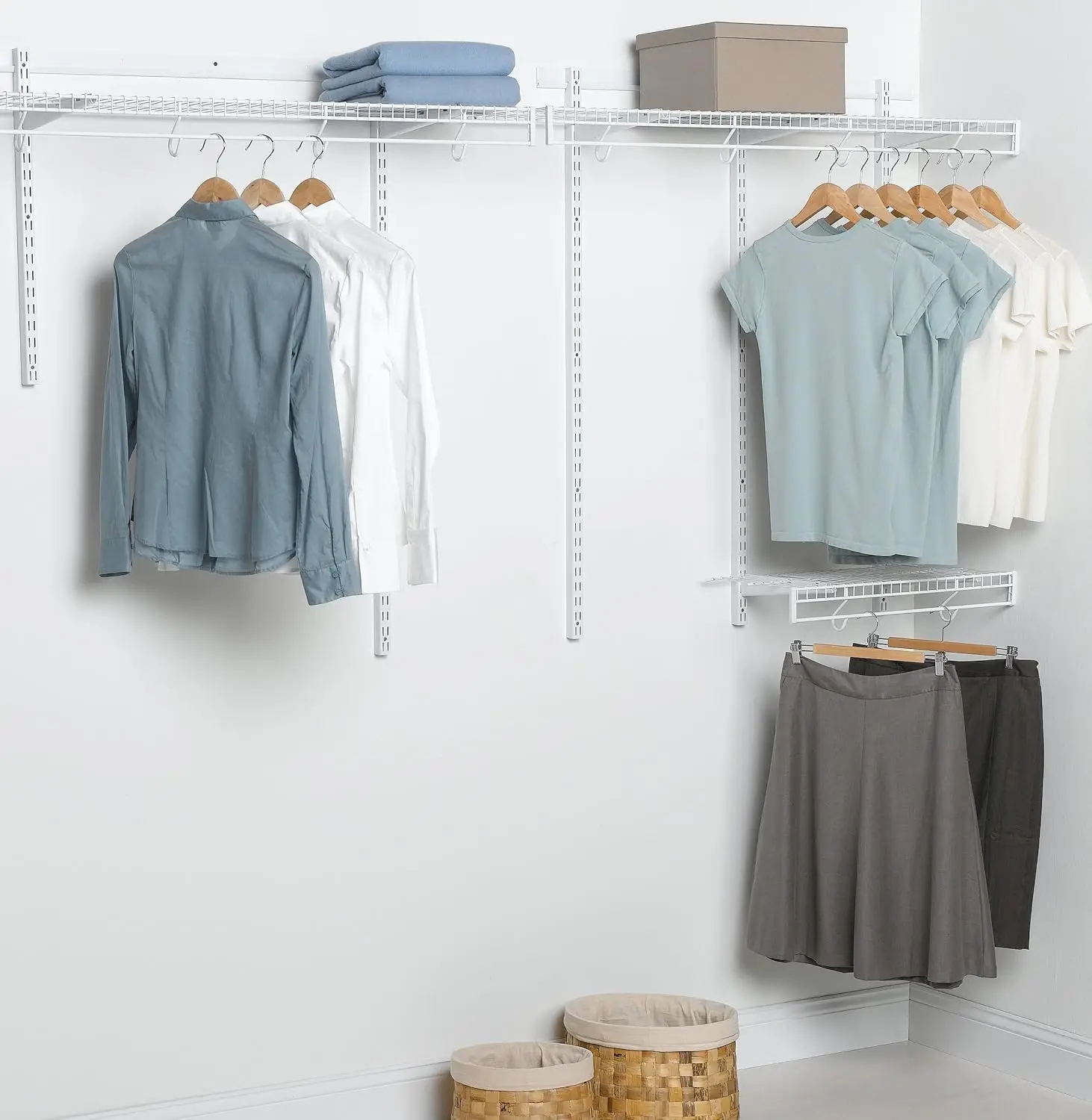 

Fasttrack Freeslide Expandable Closet Organizer, 4 To 8 Foot, White, For Clothes/Shoes/Hats