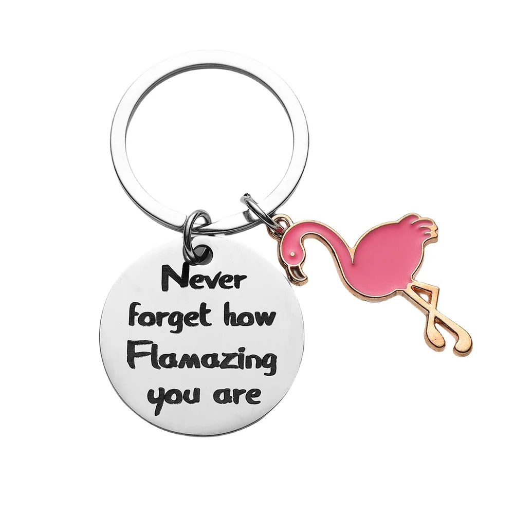 Shuangshuo الإبداعية فلامنغو سلسلة مفاتيح لا تنسى أبدًا كيف تضخم أنت كيرينغ سيارة سلاسل المفاتيح مجوهرات للنساء هدية عيد ميلاد #5