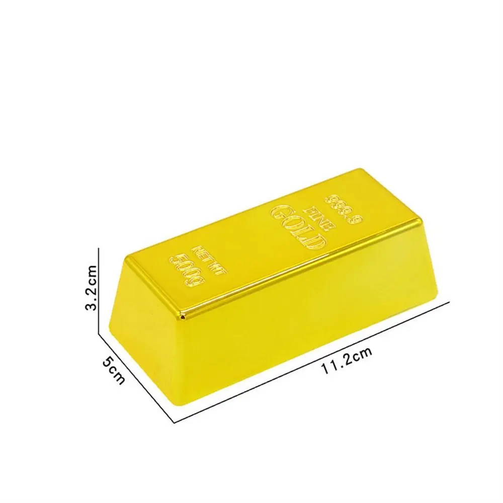 Ideal Gift Simulation Fake Gold Bar Glittering Door Stop Golden Brick Paperweight Plastic Bullion Bar Office Desk