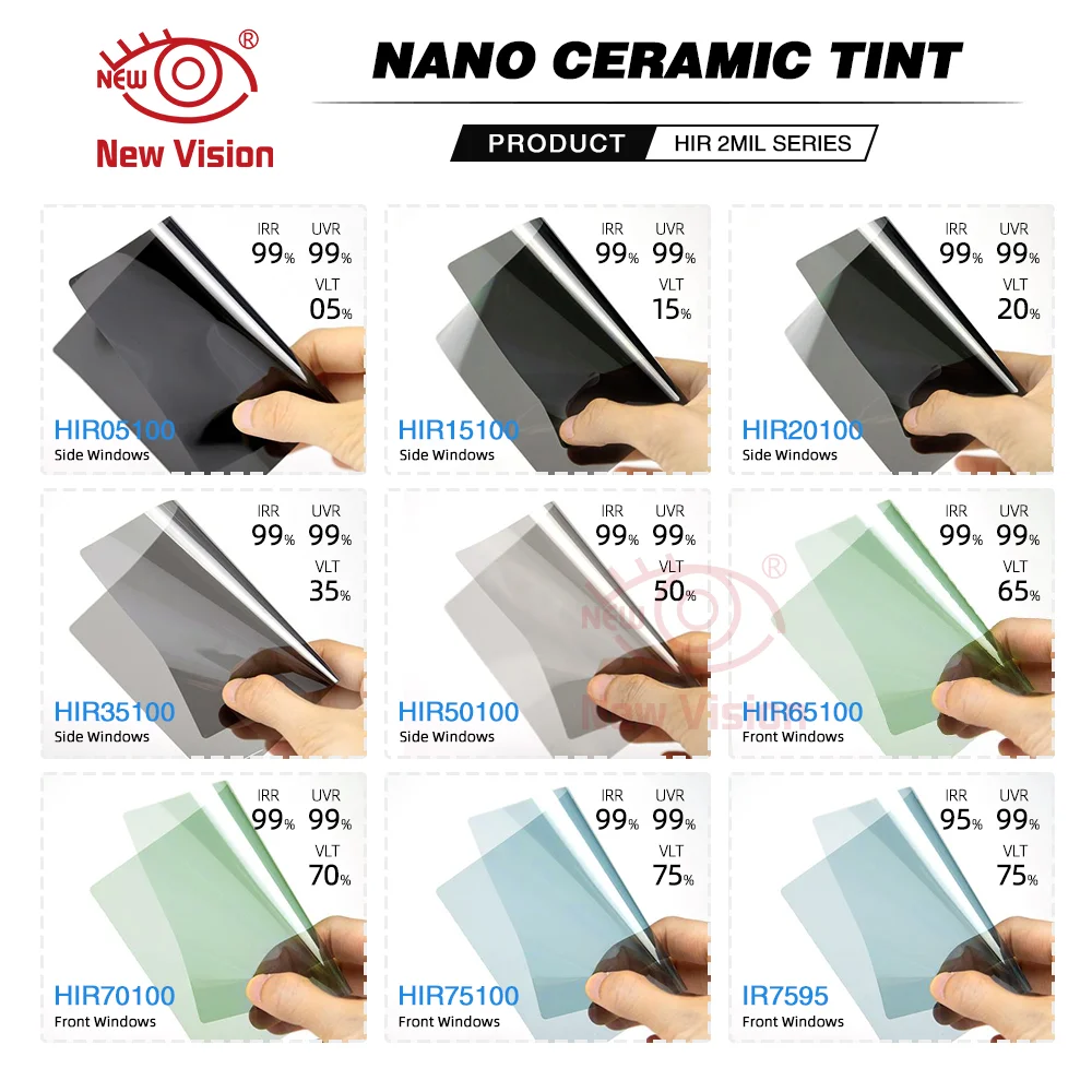 

1mX5m VLT05%-75% High Definition Front Windshiled Window Film Car Tinted Film IRR99% Solar Protection Nano Ceramic Window Tint