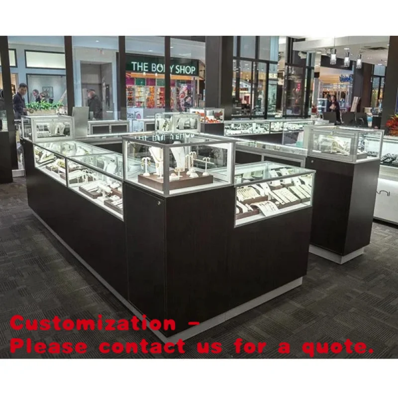 custom.Custom Jewelry Display Island Mall Modern Jewelry Kiosk Showcase with LED Light