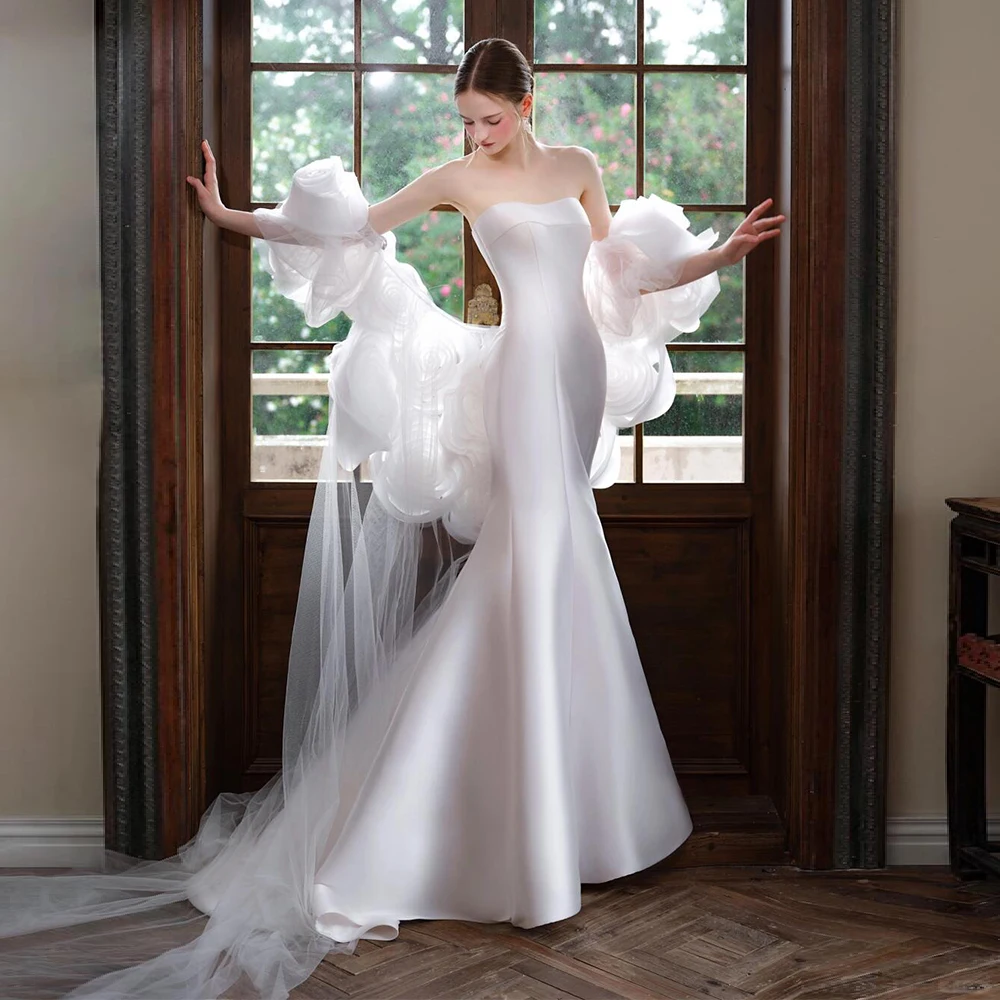 

Customized Romantic 3D Flowers Wedding Cape With Long Train Detachable Organza Bridal Jacket Elegant Wedding Accessories TSWD783