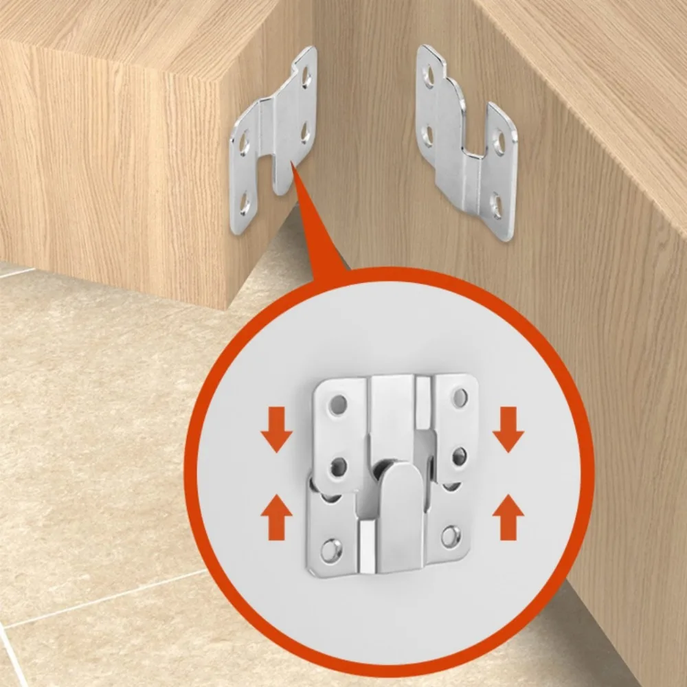 1/5Pair Multifunctional Stainless Steel Interlock Hanging Buckle Embedded Wall Mounted Bracket Furniture Connection Fixing Parts view 5