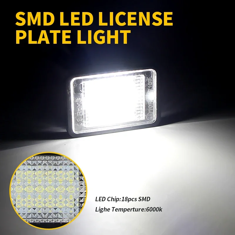 2PCS LED Number License Plate Lights Canbus ​For Mercedes Benz X204 07-15 W176 X156 14-up W166 12-up R172 11-up Car Accessories