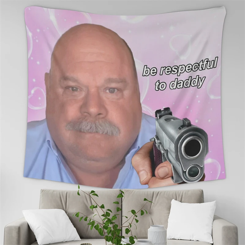 Gaslight Gatekeep Girlboss Bertram Winkle Be Respectful to Daddy Funny Meme Tapestry Wall Hanging Art for Bedroom Living Room